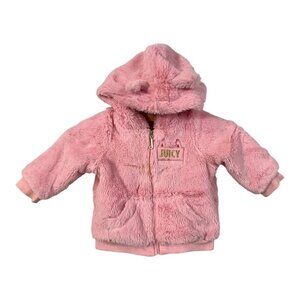 Juicy Couture Pink Faux Fur Coat With Ears 3-6 Months
